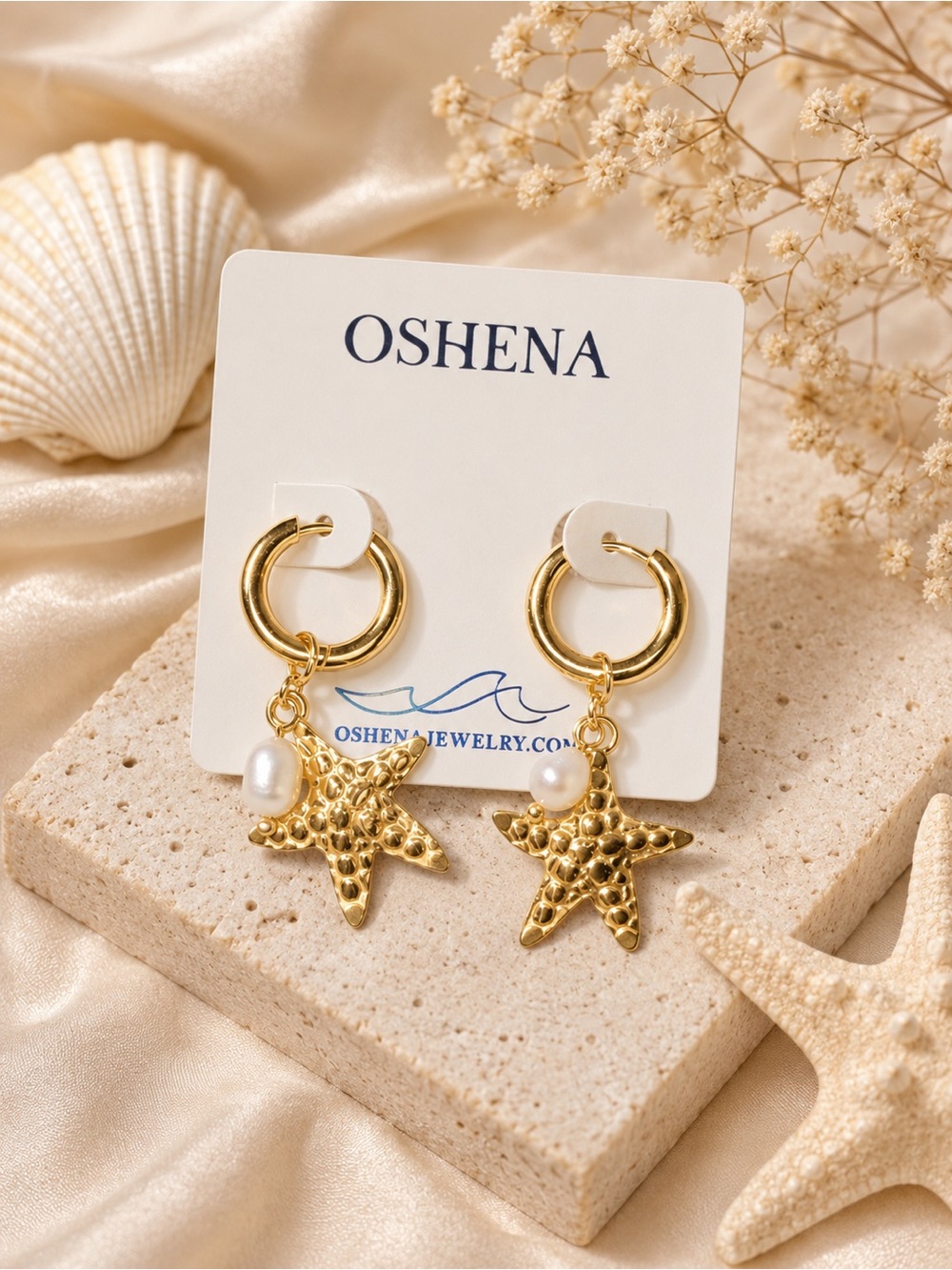 Oshena Thalassa Charm Earrings - 18k Gold PVD - New w/ Dust Bag - Picture 2 of 3